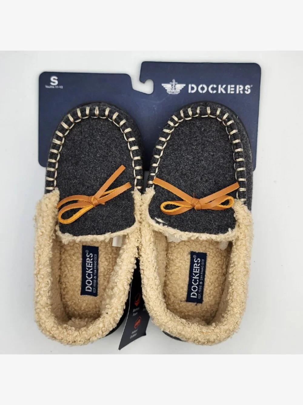 Dockers Moccasin Memory Foam Slippers | Kid's S (11-12) NWT
